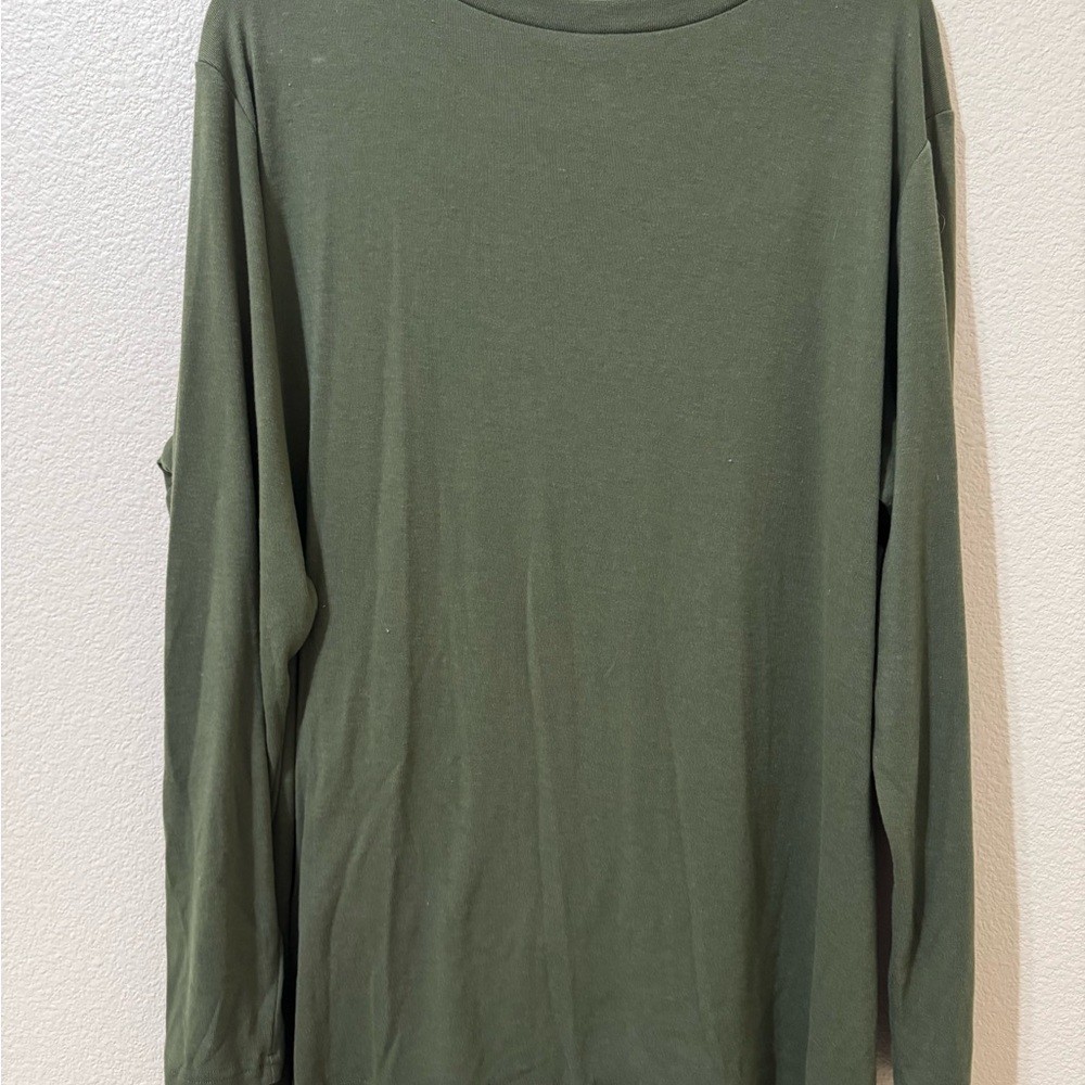 Niloufo 3XL Olive Green Long Sleeve Knot Front Top Plus Size - Picture 4 of 4